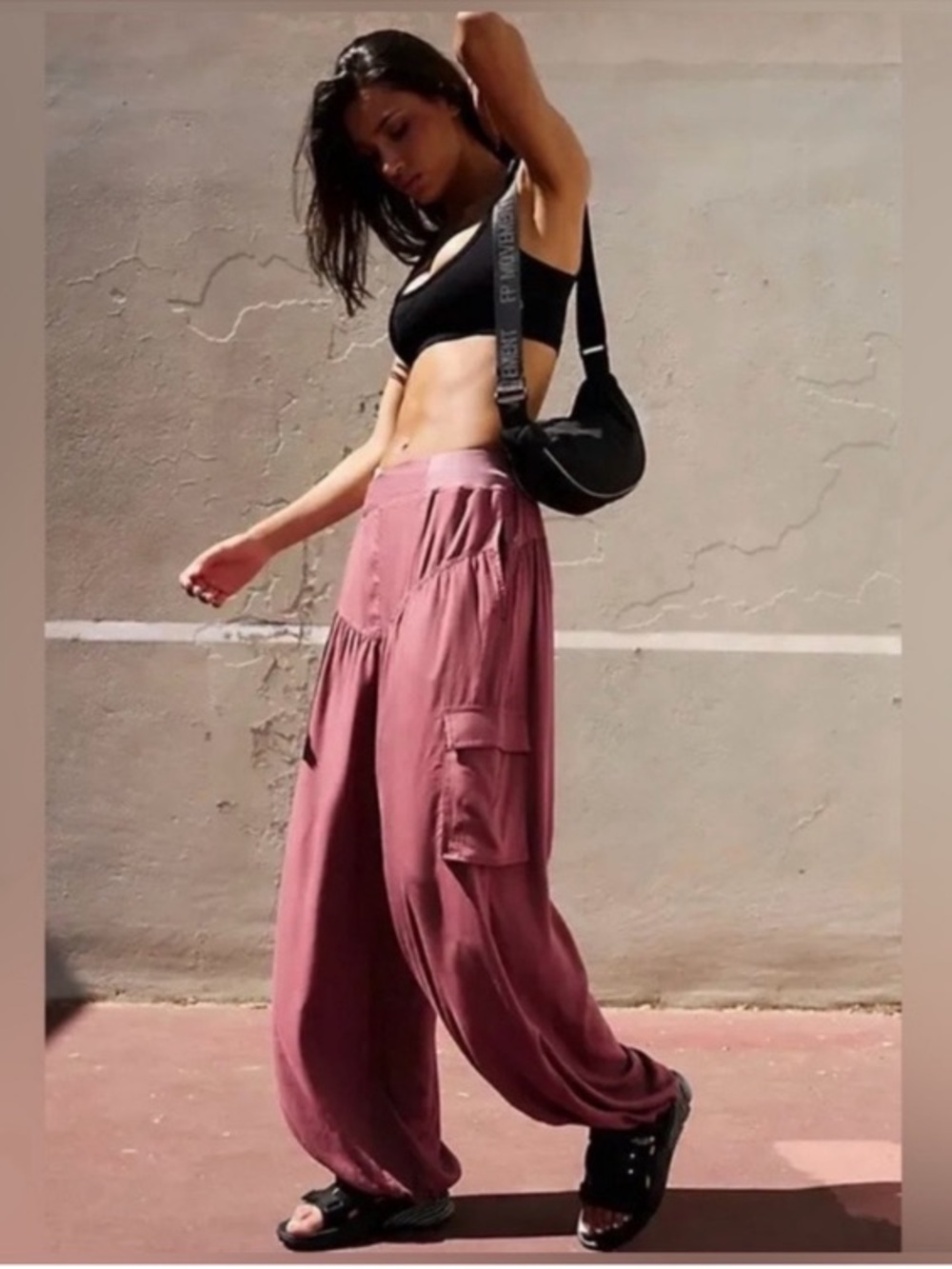 Free People FP Movement Cargo Joggers Clove Cinnamon XS High Rise NWOT
